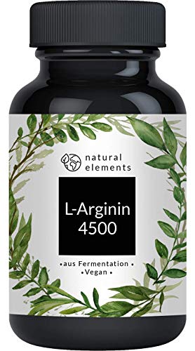 L-Arginin - 365 vegane Kapseln - 4500mg pflanzliches L-Arginin HCL pro Tagesdosis (= 3750mg reines L-Arginin) - Laborgeprüft, hochdosiert, vegan  